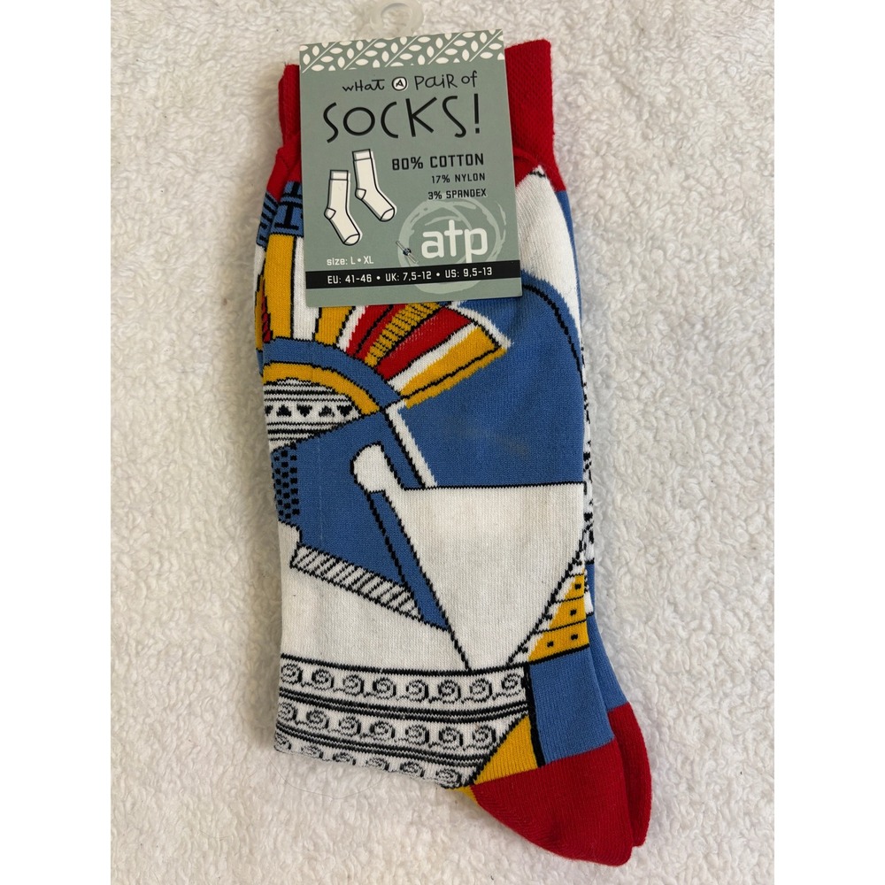 What a Pair of SOCKS ATP Ancient Greece Spartan Helmet Crew Socks‎ Mens L XL New